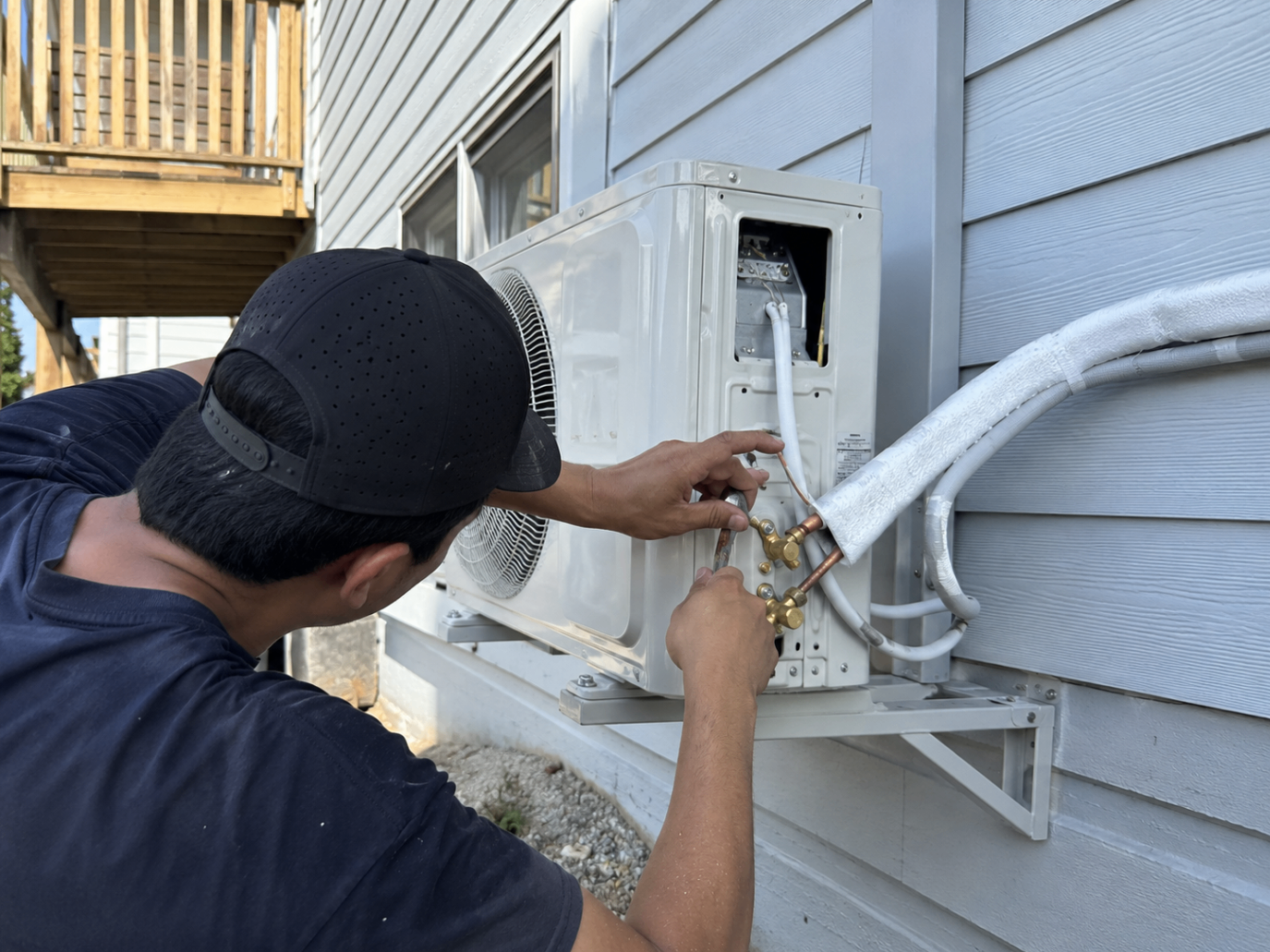 Outdoor A/C condenser installation in Limassol